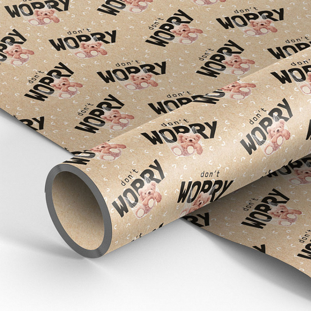Упаковочная бумага крафт 70*100см, MESHU "Don't worry", 70г/м2 И