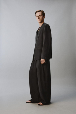 ZARA КОСТЮМНЫЕ БРЮКИ WIDE FIT СВОБОДНОГО КРОЯ, АНТРАЦИТОВО-СЕРЫЙ
