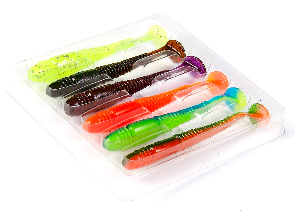 Виброхвост съедобный Lucky John Tioga 3.4" (86мм), 6шт/уп