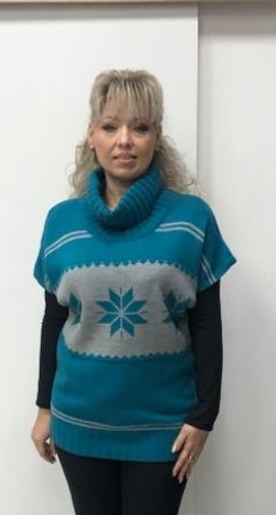 Теплый голубой жакет с воротником "хомут"