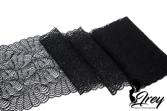 03-144 Брак Кружево эластичное 19 см, черный 170