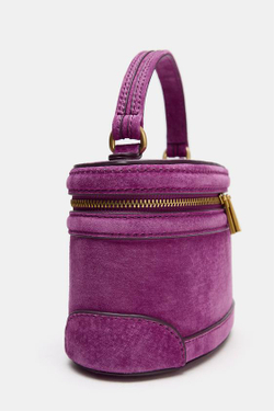 ZARA КОЖАНАЯ СУМКА-КЕЙС, ЛИЛОВЫЙ
