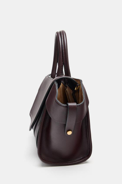 ZARA СУМКА-СИТИБЭГ С КЛАПАНОМ, БОРДОВО-КРАСНЫЙ