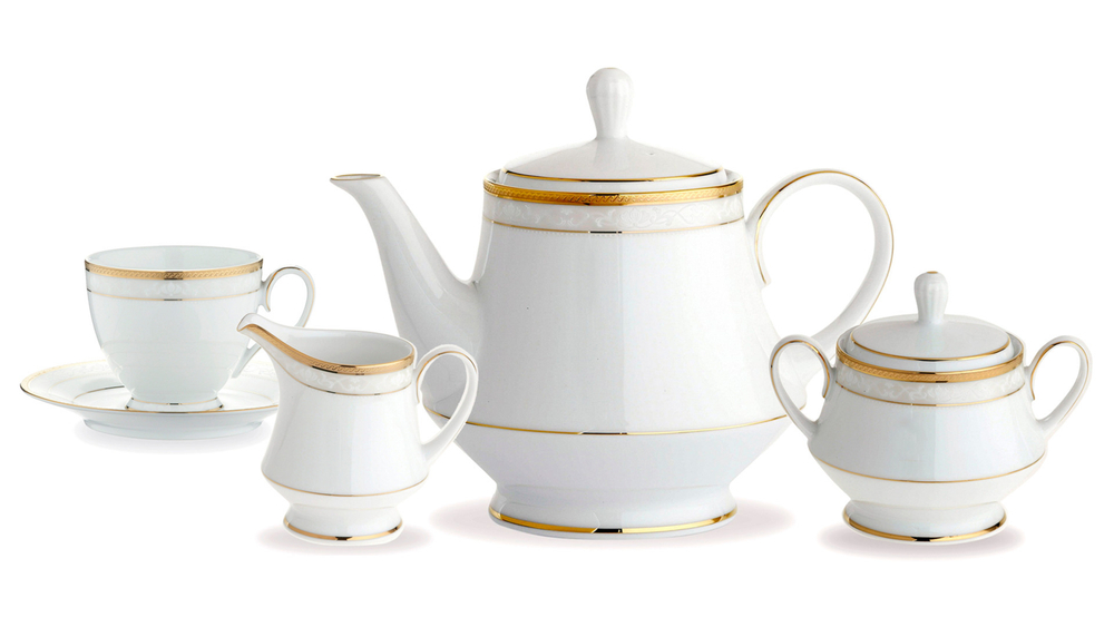 Сервиз чайный на 6 персон 15 предметов Noritake Хэмпшир, золотой кант