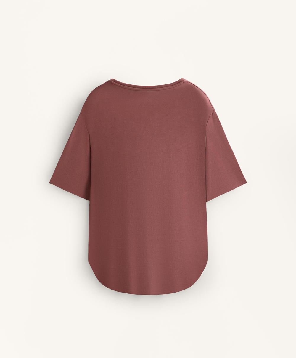 Oysho Футболка из модала с короткими рукавами, линялый махагон