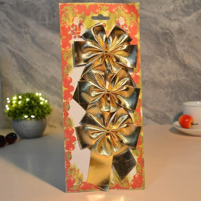 Бант рождественский 3шт 9см "Золотой шик"