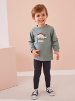 Лонгслив и легинсы в комплекте для мальчика Next 650-024, Зеленый, Черный