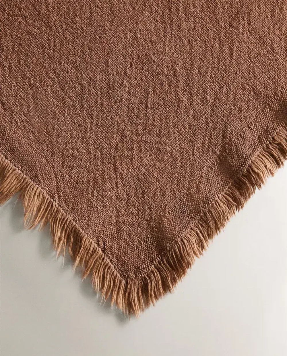 ZARA HOME ПЛЕД ИЗ СМЕСОВОГО ЛЬНА, ТЕРРАКОТОВЫЙ