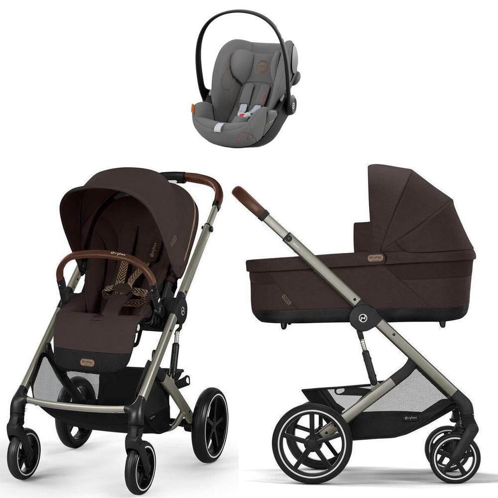 Коляска Cybex Balios S Lux TPE complete Cloud G Lava Grey 3 в 1 Chocolate Brown с дождевиками