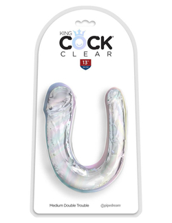 Двусторонний фаллоимитатор King Cock Clear, Medium Double Trouble