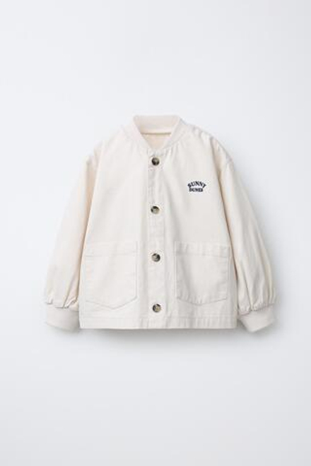 ZARA БОМБЕР С ВЫШИВКОЙ, ЭКРЮ