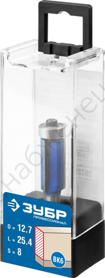 ЗУБР 12.7x38мм, хвостовик 12мм, фреза кромочная с нижним подшипником (3 лезвия)