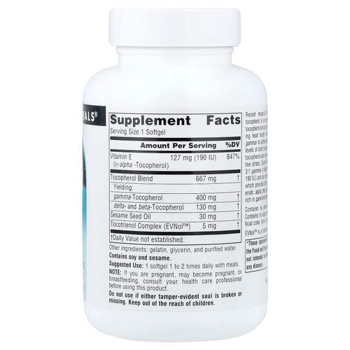 Source Naturals, Gamma E 400, полный комплекс витаминов группы E с токотриенолами, 60 капсул