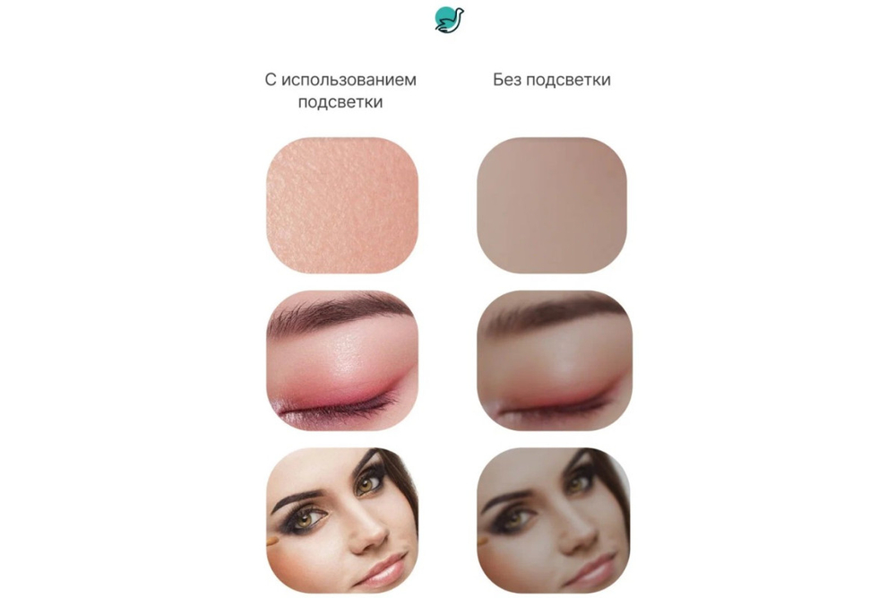 Зеркало косметическое CleverCare в форме планшета с LED подсветкой "монохром", цвет белый