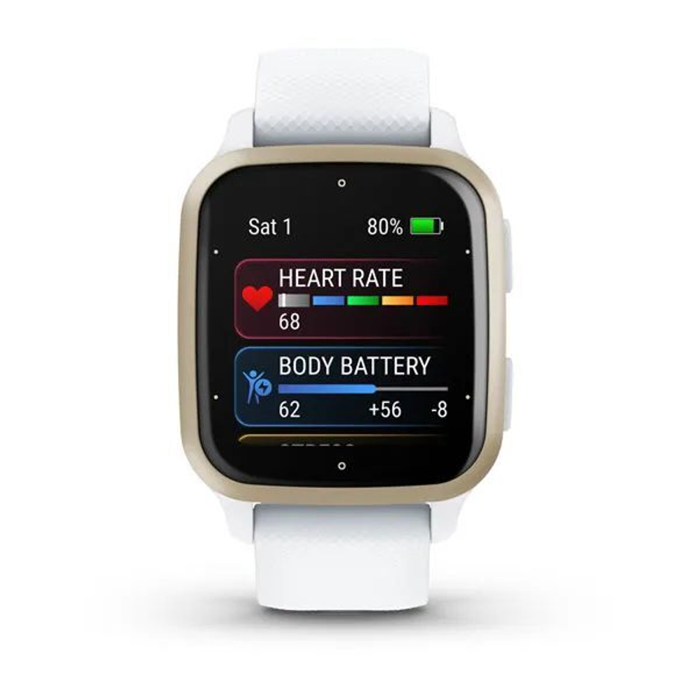Смарт-часы Garmin Venu Sq 2 белые с кремово-золотым алюминиевым безелем 010-02701-11
