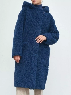 Шуба чебурашка тедди из экомеха, синяя, Северина