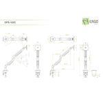 ErgoFount DFS-102C Настольное крепление для монитора диагональю до 27'' с двухколенным вылетом, газово-пружинным амортизатором и зажимом к столу типа "С". Цвет - серебристый