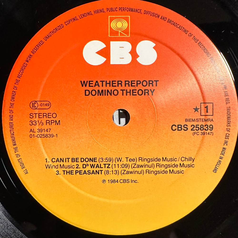 Weather Report - Domino Theory (Голландия 1984г.)