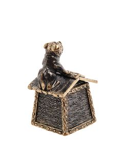 AM-3003 Наперсток «Будка с собакой» (латунь, янтарь)