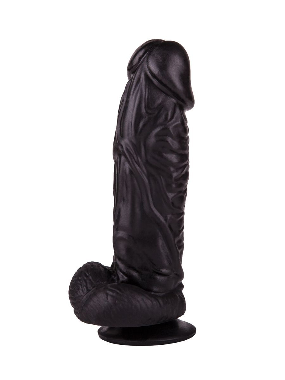Большой чёрный фаллоимитатор на присоске - 20,5 см. (Цвет: черный)