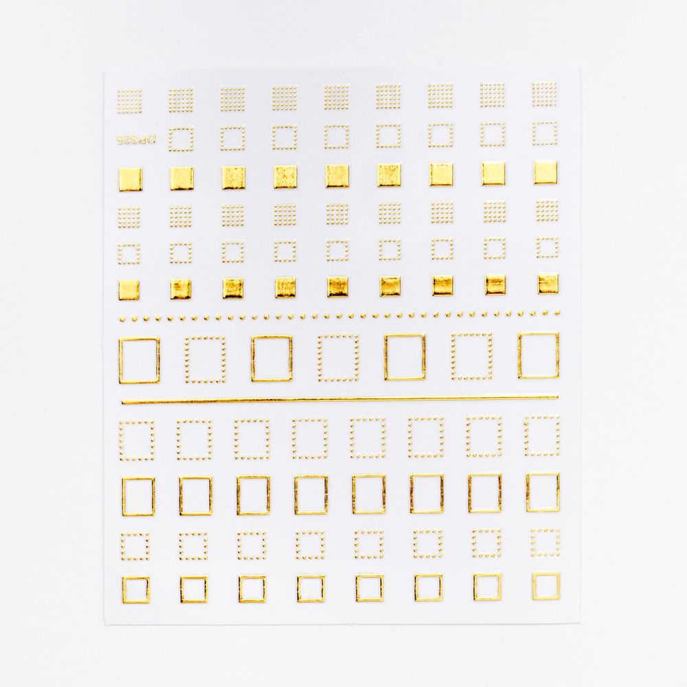 1378 Наклейки металлизированные квадратики золото