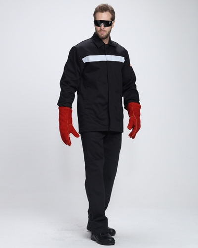 Костюм сварщика Гефест-СОП 2 кл.защиты (тк.Хлопок-ОП,500) брюки, черный