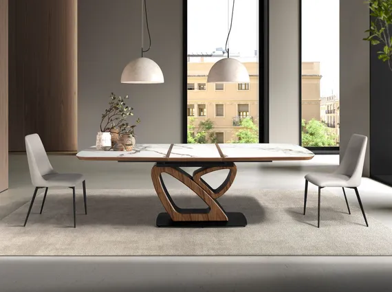 Раздвижной обеденный стол Angel Cerda 1161, 180-230х100 см, керамика, орех