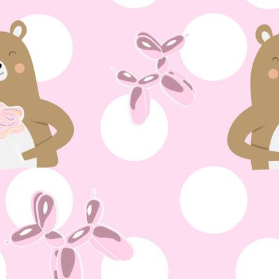 медведь на розовом