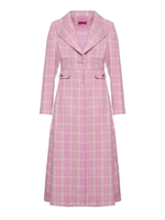 Женское пальто розовое в клетку