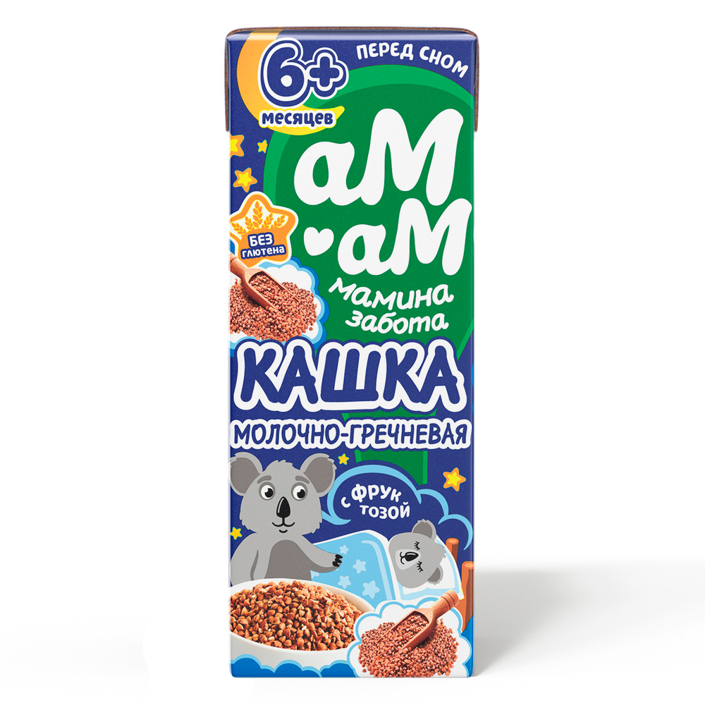АМ-АМ Готовая кашка перед сном молочно-гречневая для детей от 6 мес.