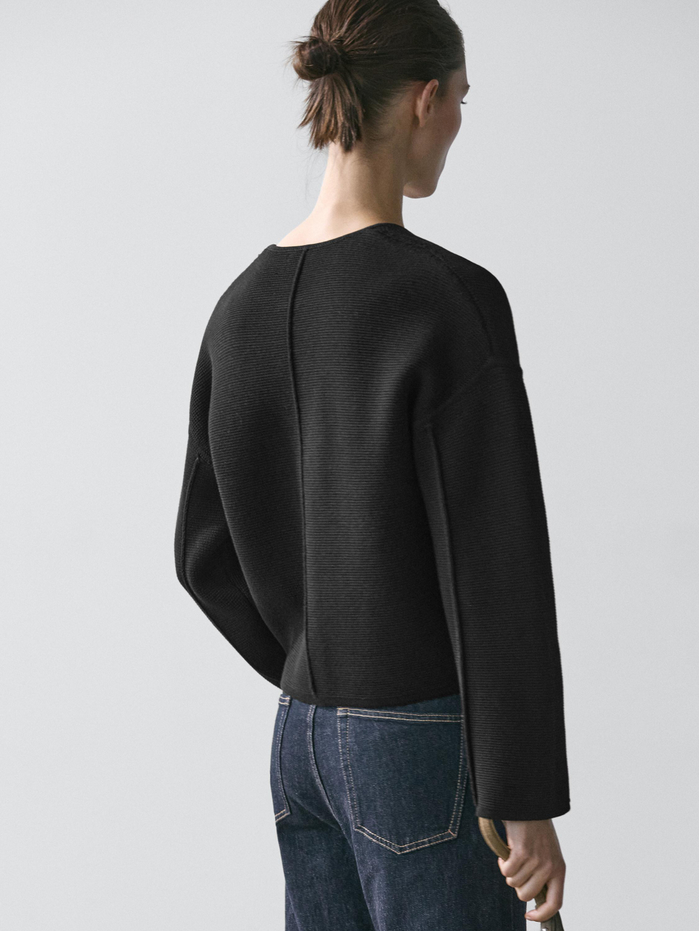 Massimo Dutti Вязаный кардиган из хлопка, черный