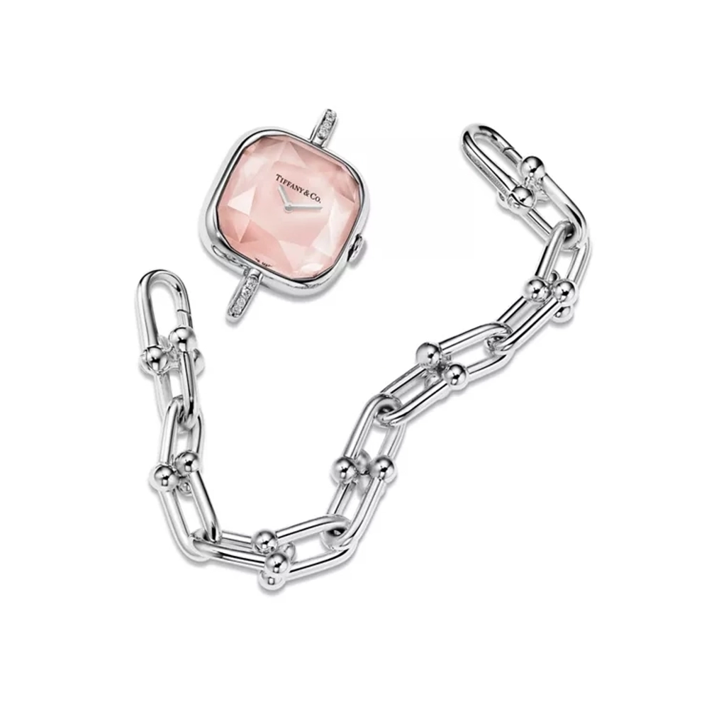 Часы - браслет из серебра 925 с бриллиантами, Tiffany 💠Hard Wear watch pink