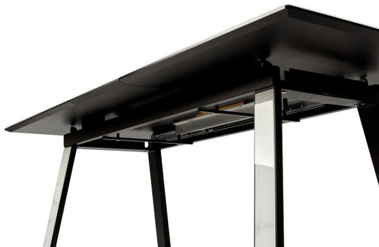 Стол Франк 160 БЕЛЫЙ МРАМОР, стекло / БЕЛЫЙ МРАМОР - ЧЕРНЫЙ