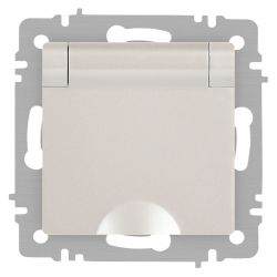 Розетка Intro Accent 6-203-06 2P+E Schuko с крышкой, 16А-250В, IP20, СУ, AL/CU, перламутр