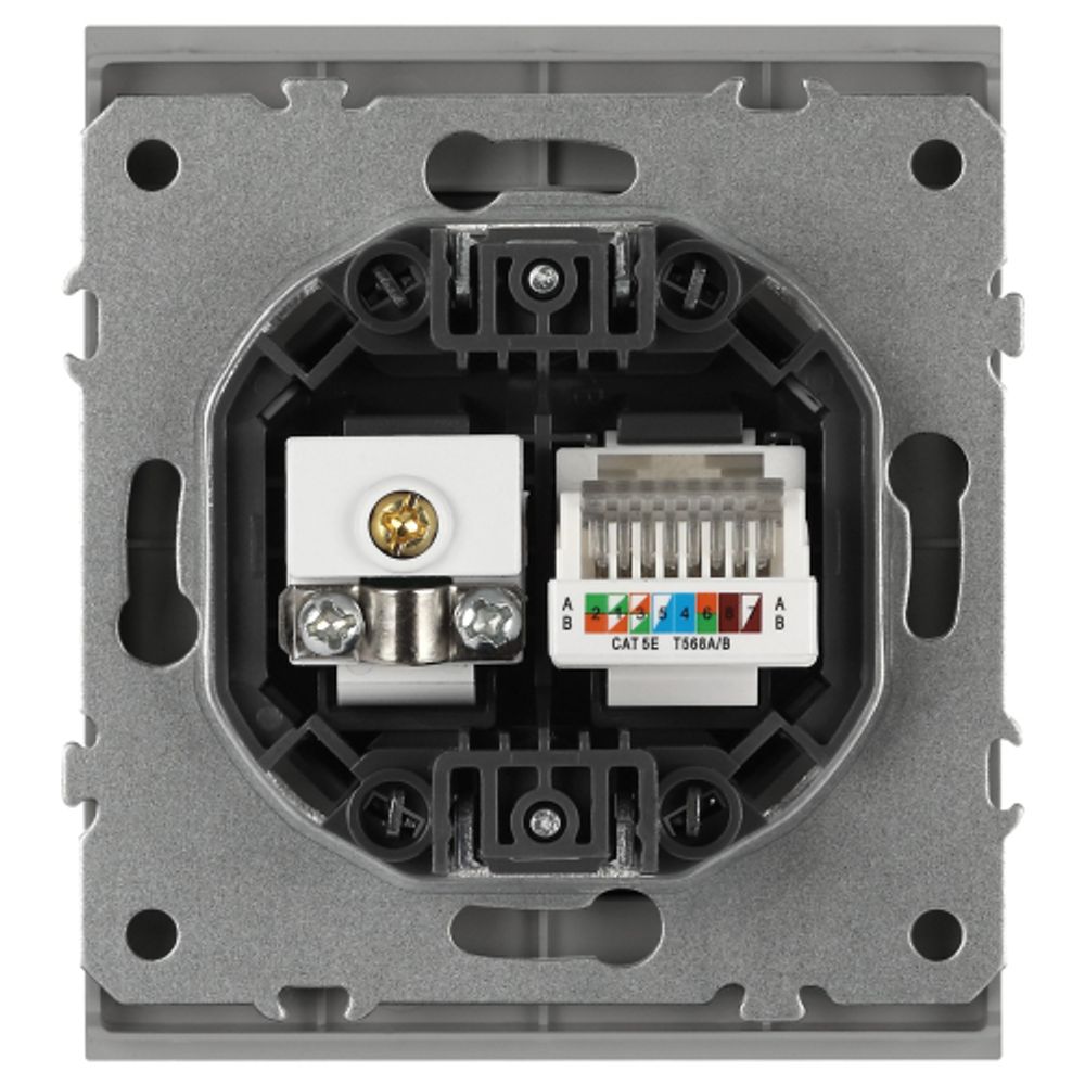 Розетка ЭРА Arktik 16-3110-03 комбинированная RJ45+TV алюминий | Эра Arktik