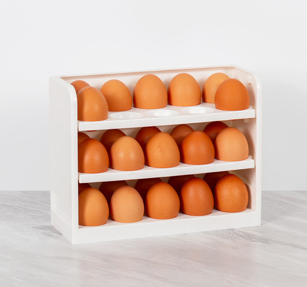 Подставка для хранения яиц в холодильнике 3х уровневая (на 30 шт) цвет белый М1179