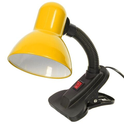 Светильник настольный на прищепке, E27, 60 Вт, желтый, Lofter, 108B-yel/270786