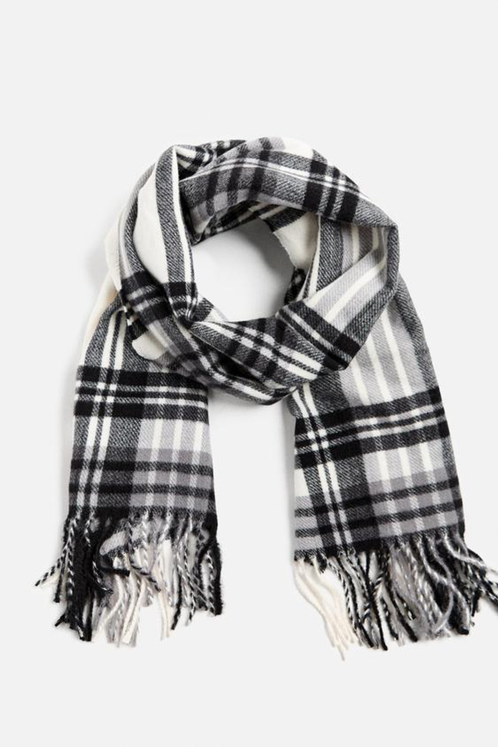 ZARA ШАРФ В КЛЕТКУ, ЧЕРНЫЙ