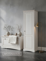 Шкаф 58х41х179, Неаполь, распашной для одежды, в прихожую, спальню, массив сосны, белый, Dipriz