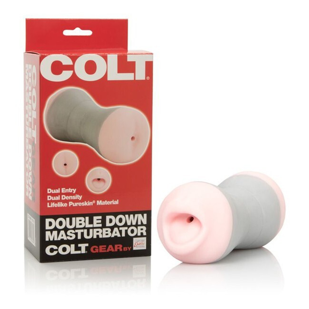 Двойной маструбатор COLT Double Down Masturbator (Цвет: телесный с серым)