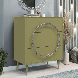 Комод Арт Колор matte Классик Сильвер с 3 ящиками Зеленая олива матовая