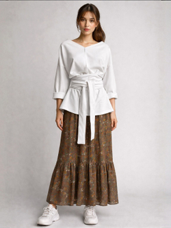 Юбка / шифон/оливка