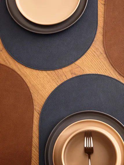 Набор из 4-х двухсторонних сервировочных салфеток pool, 30х45 см, синий/коричневый