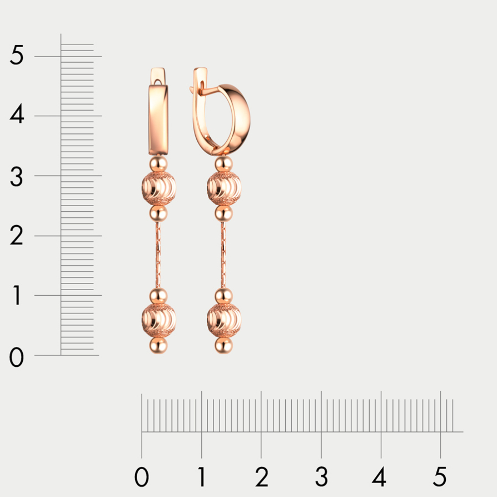 Серьги женские из розового золота 585 пробы без вставок (арт. 03608)