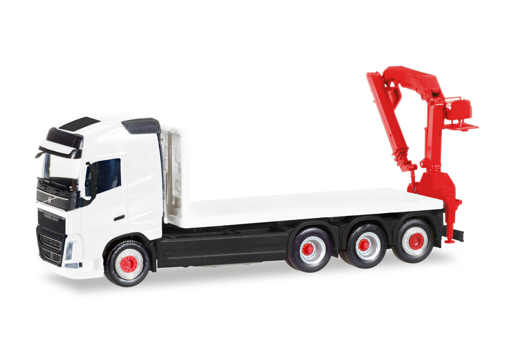 Набор для сборки: Volvo FH Gl. 4-осный грузовик-платформа с краном-манипулятором, белый