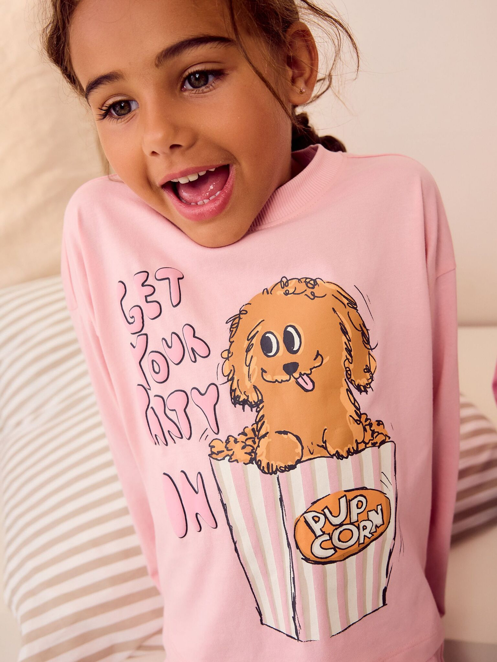 Пижама для девочки Next B75-482, 3 шт., Розовый, Темно-серый