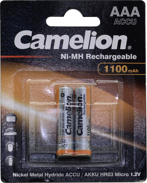 Аккумулятор Camelion NH-AAA1100BP2 (1.2V, 1100mAh) NiMH, Size "AAA"