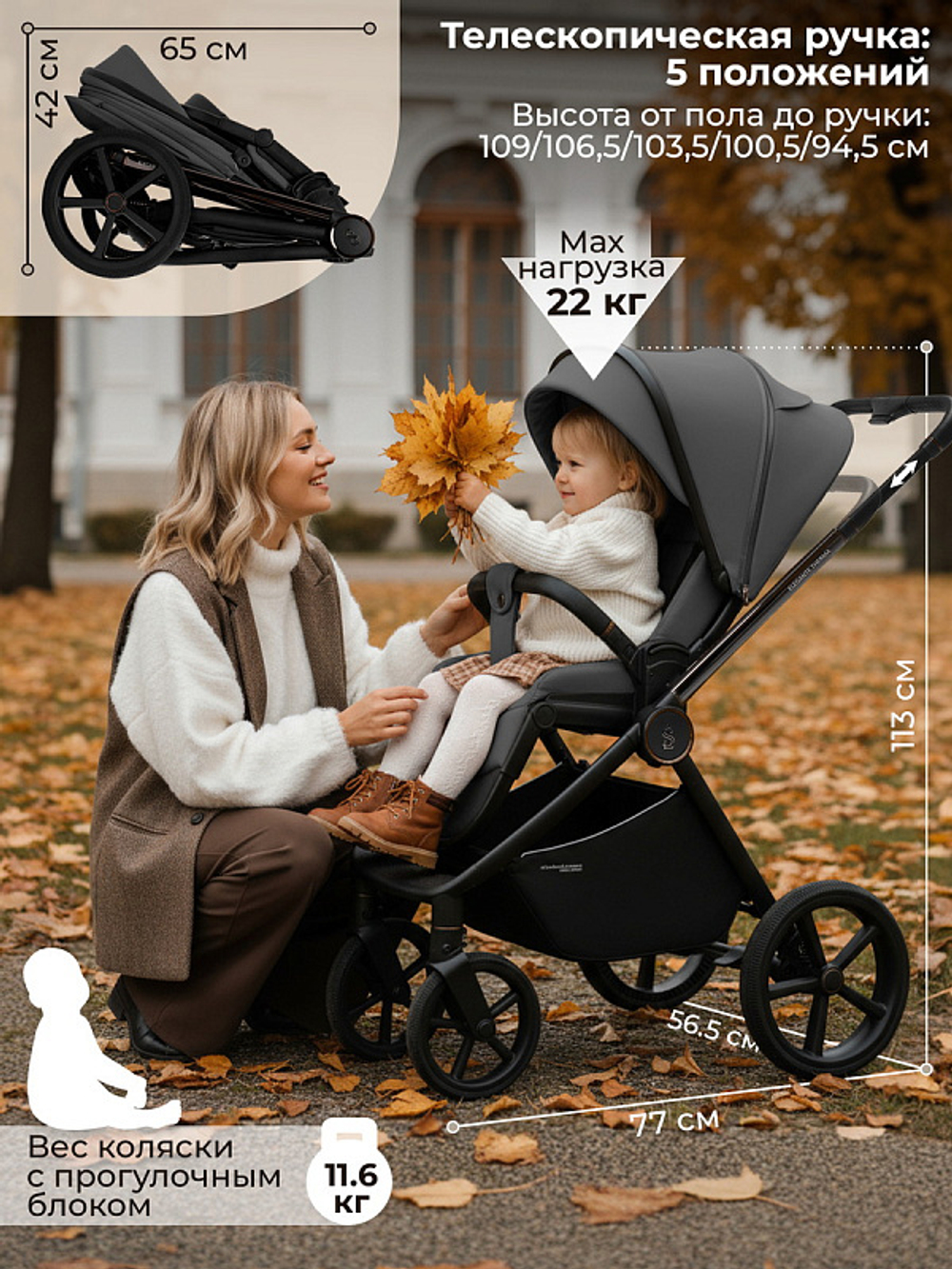 Детская коляска Sweet Baby Elegante Therma SBL 2 в 1 Dark Grey