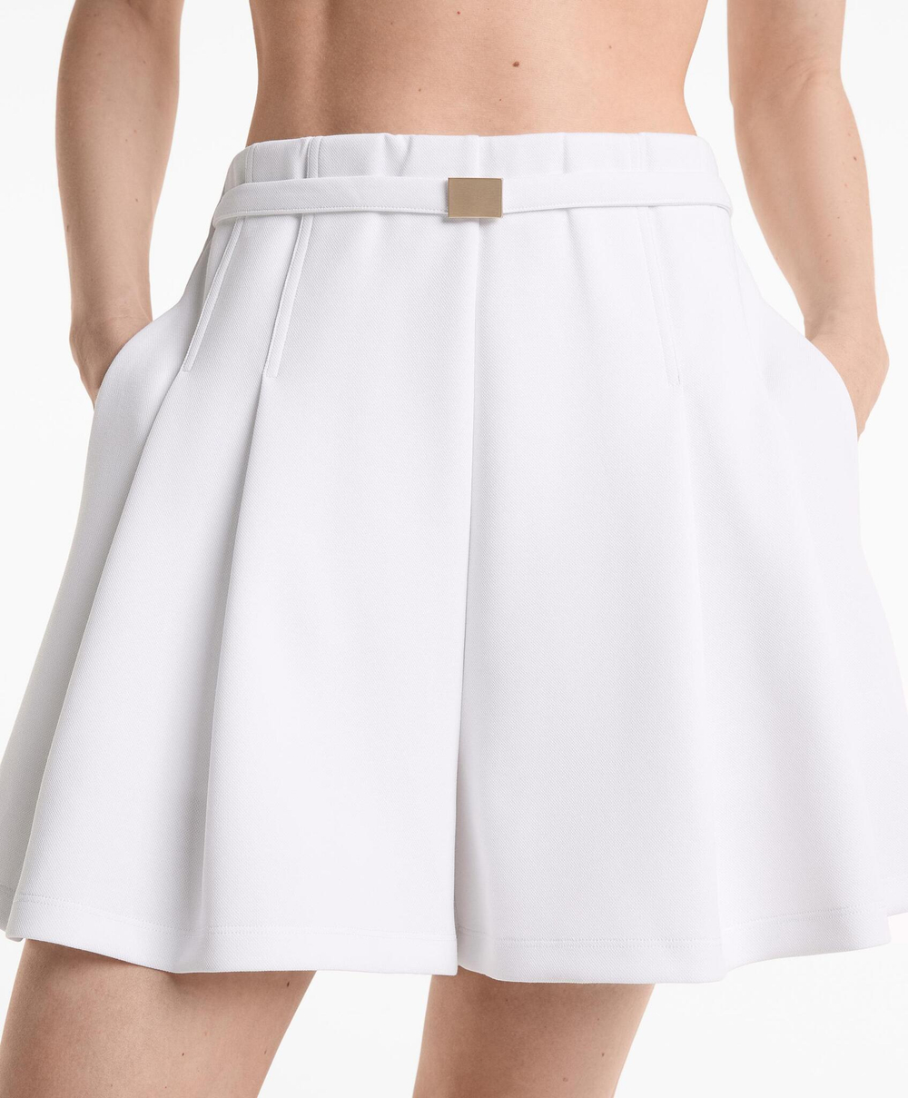 Oysho Шорты-бермуды пике с пряжкой и хлопком, белый