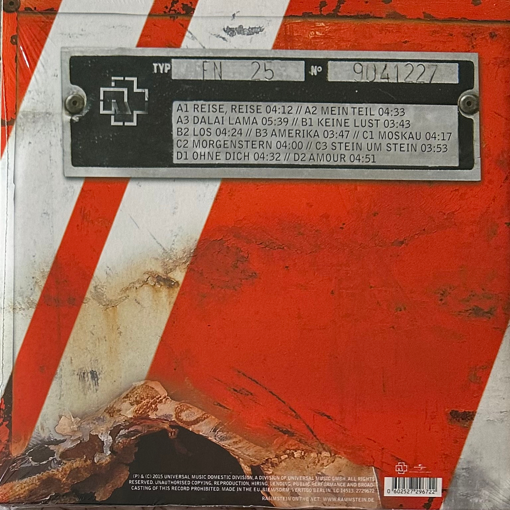 Rammstein ‎– Reise, Reise 2LP (Европа 2017г.)
